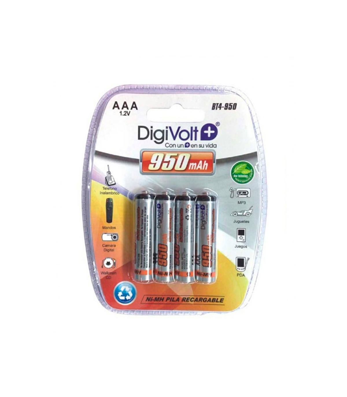 BLISTER CON 2 PILAS AAA RECARGABLES LARGA DURACION 1000 MAH –