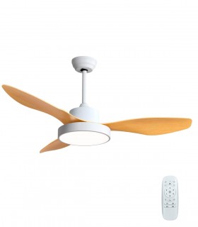 VENTILADOR TECHO NILO BLANCO / MADERA + MANDO