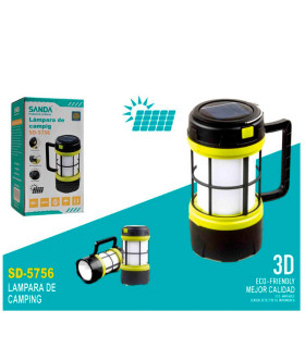 LINTERNA LED CAMPING SOLAR + RECARGABLE