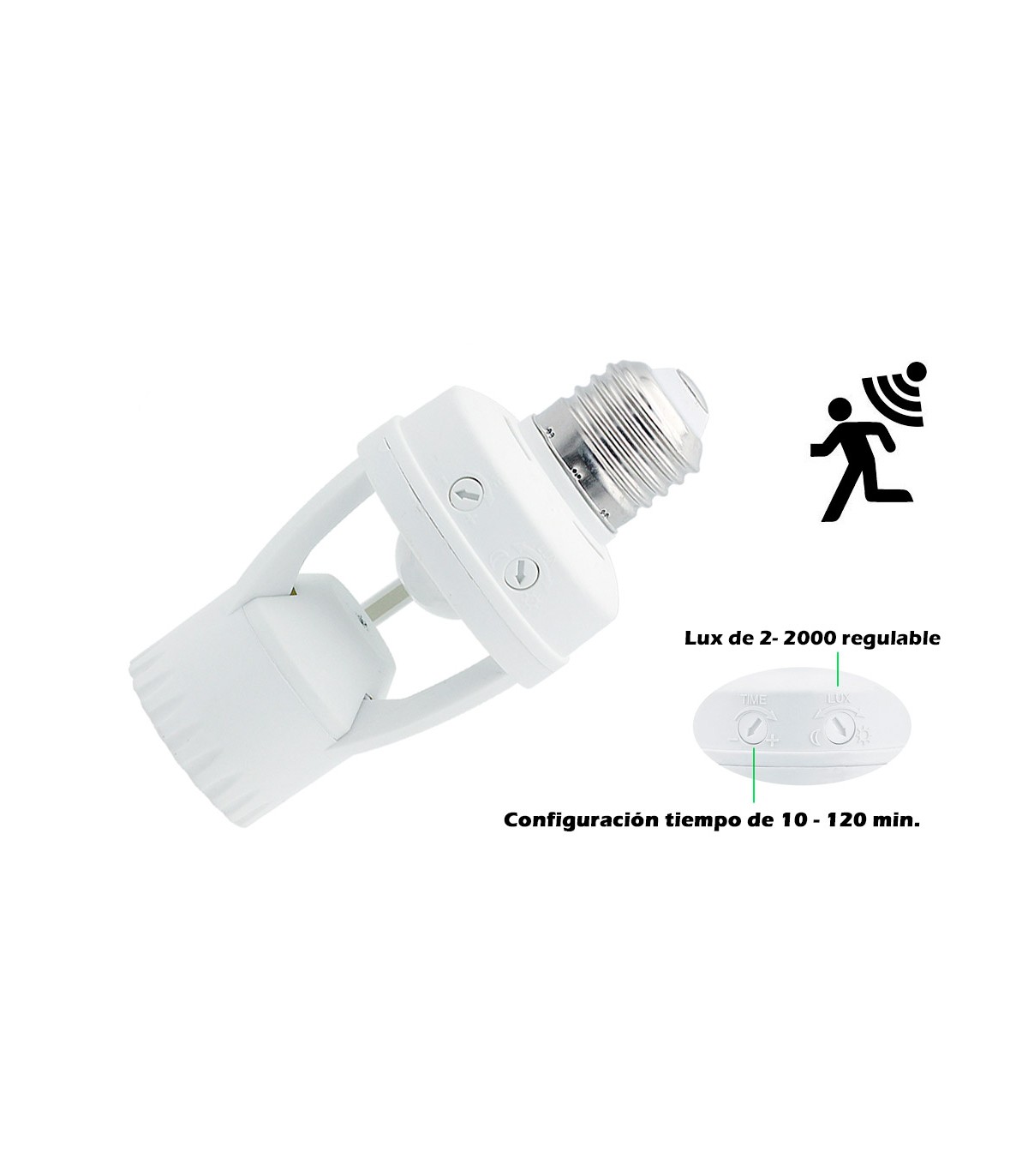 Detector Movimiento en Portalamparas (Casquillo) con Sensor 360 Detector de  Movimiento presencia en Portalamparas (Casquillo) E27 Sensor de 360º  [60.256-S2001129] - €8.39 : Serviluz, iluminación, electricidad y  electrónica.